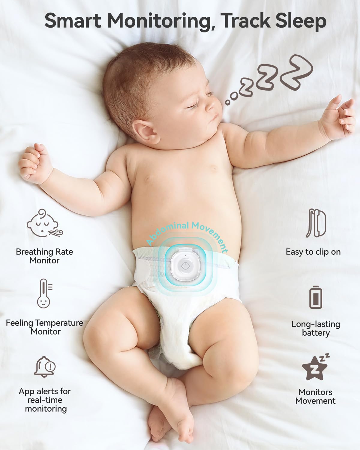 Babytone Smart Baby Monitor breathing tracker visualizes baby's breathing patterns for peace of mind.