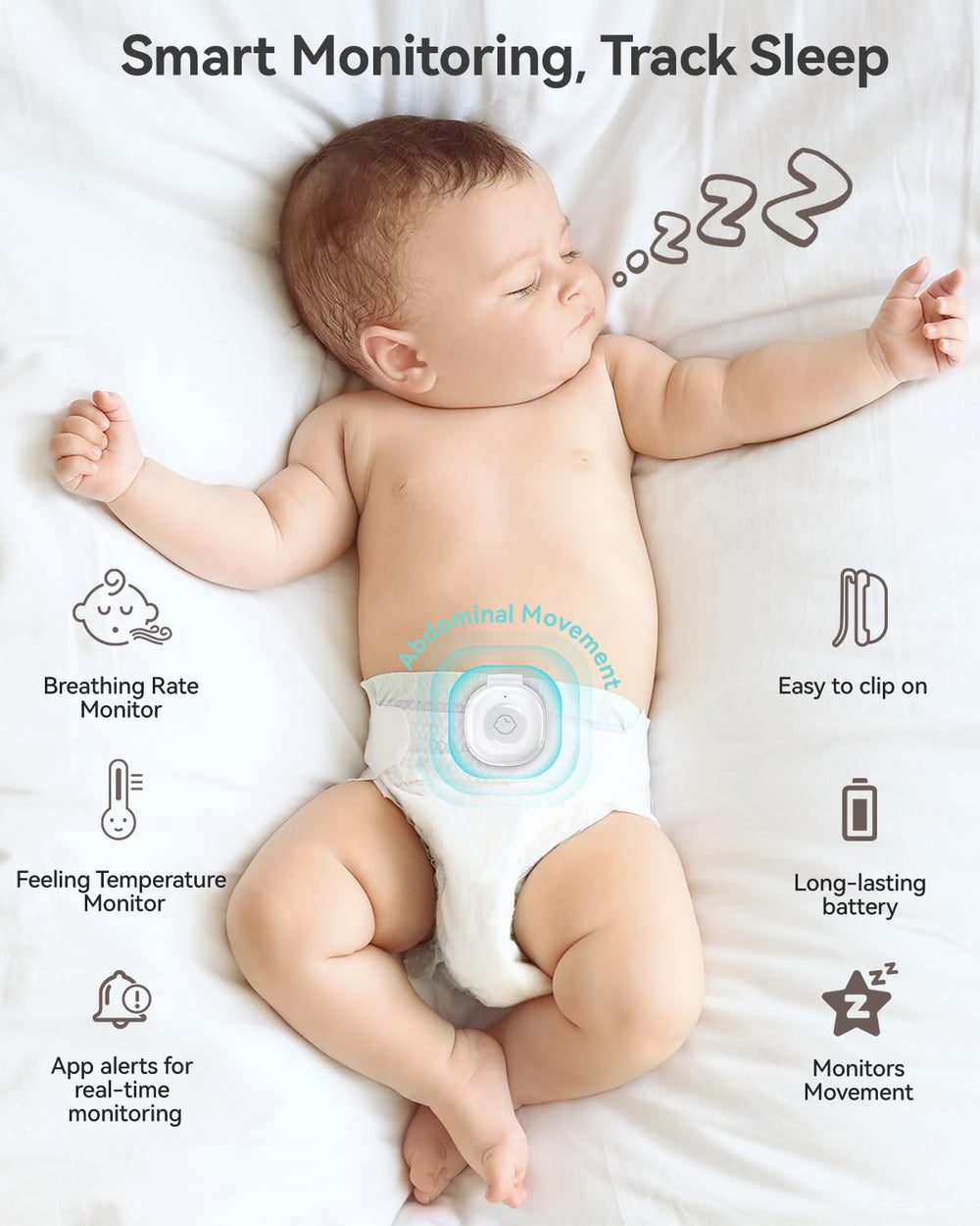 Babytone Smart Baby Monitor breathing tracker visualizes baby's breathing patterns for peace of mind.