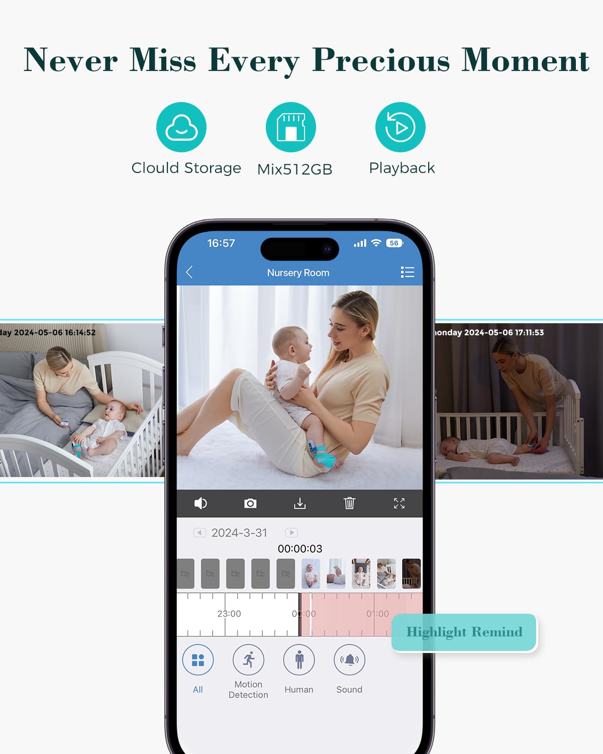 Babytone sound detection alerts you to baby's noises via the app.