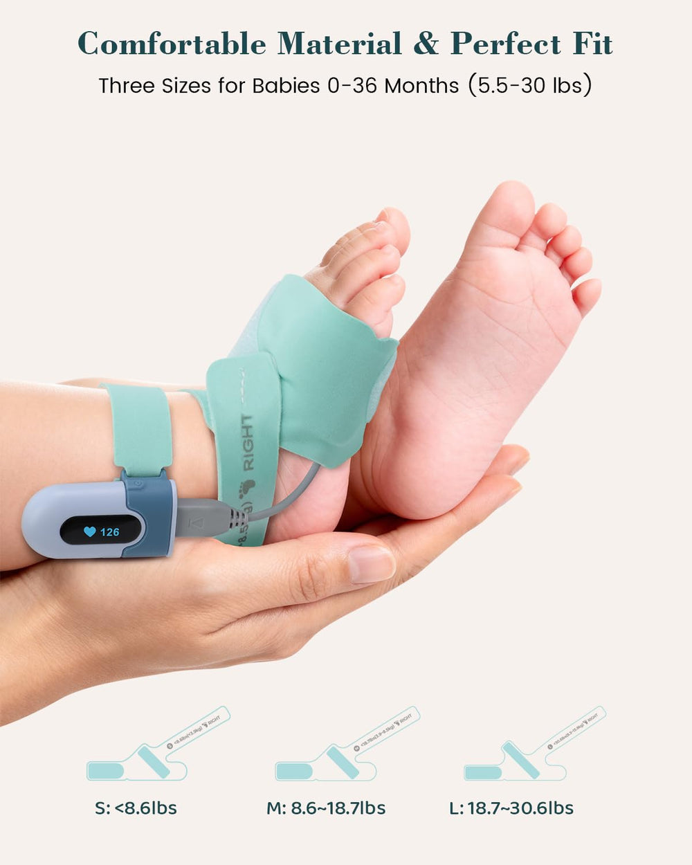 Babytone three-size soft stretch fabric socks ensure a comfortable fit.
