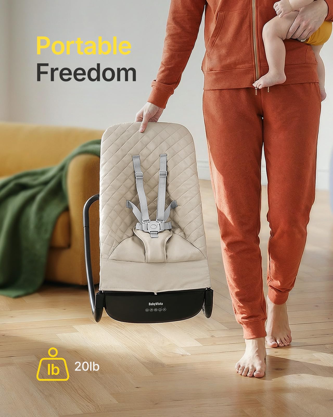 BabyVista bouncer built-in music and white noise feature for soothing