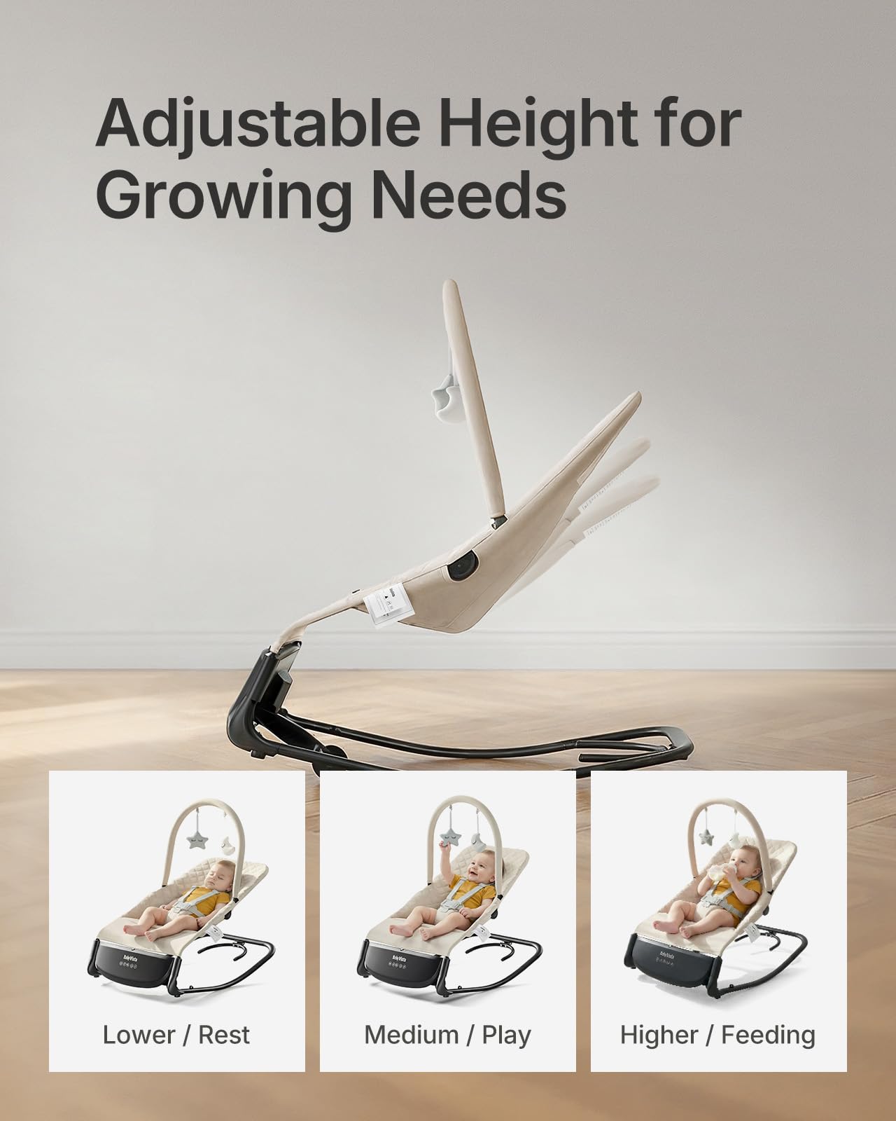 BabyVista bouncer removable toy bar for gentle stimulation