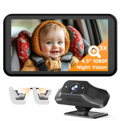 Babyvue BC1 on a 4.5-inch screen provides clear in-car monitoring.