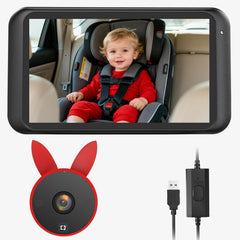 Babyvue BV2 USB baby car camera installation on the headrest for quick setup.