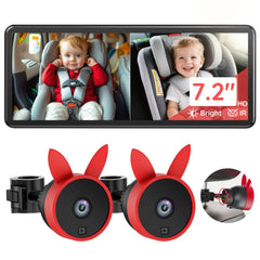 Babyvue BV3 PRO dual camera view protects two kids on car trips.