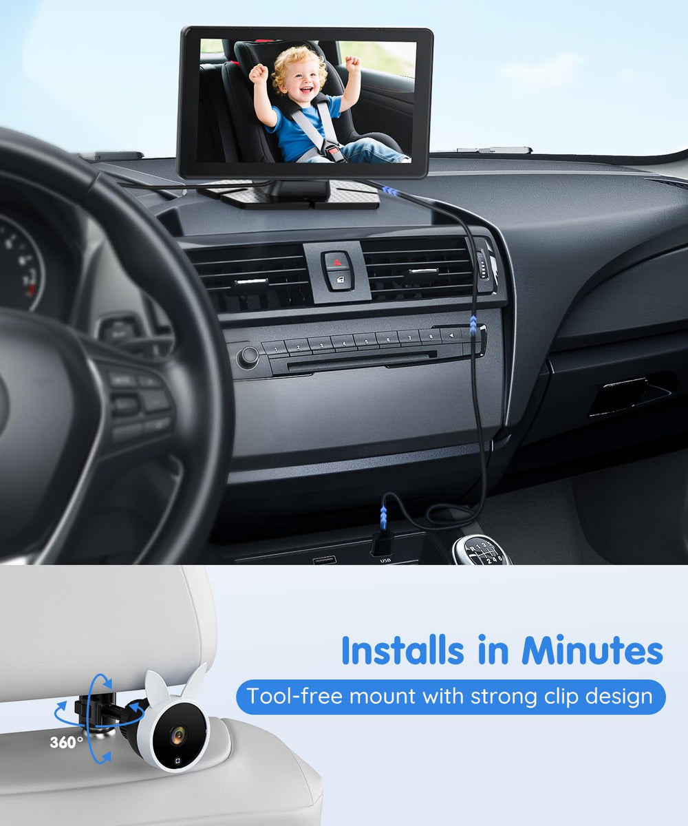 Babyvue BV4 ultra-wide viewing angle covers the backseat area.