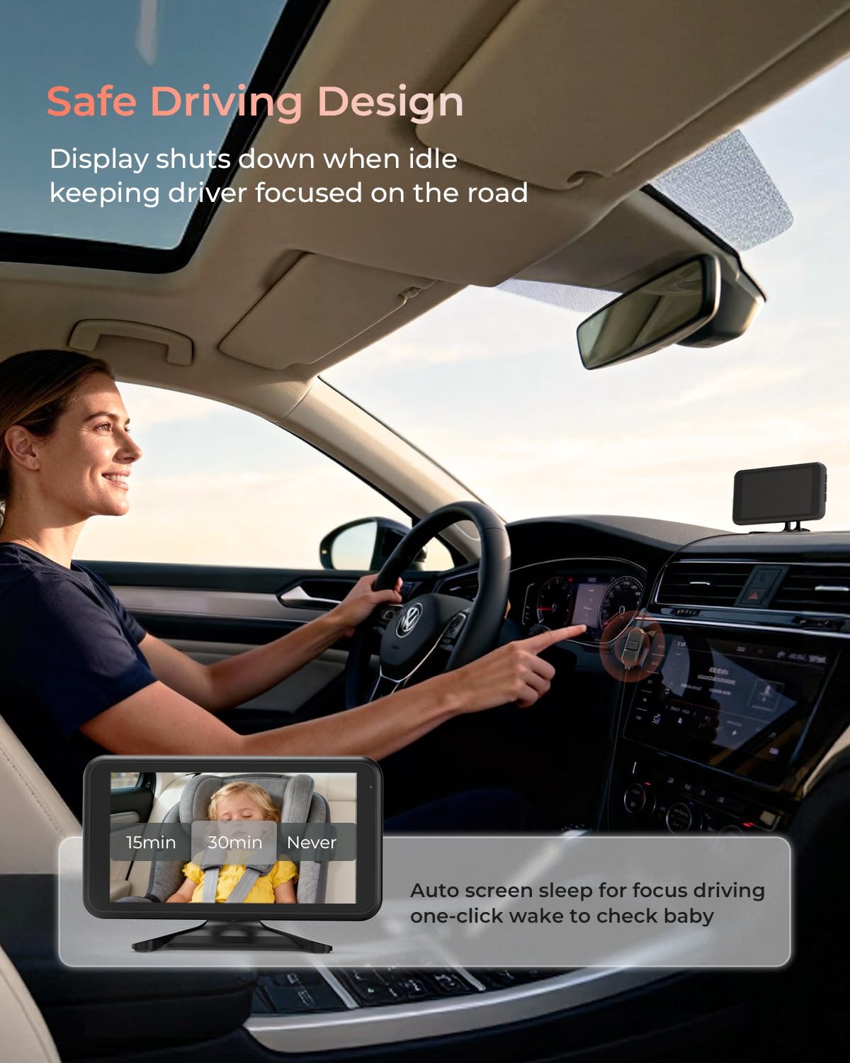 Babyvue BV6 dual mounting options fit sedans, SUVs, vans, and trucks.