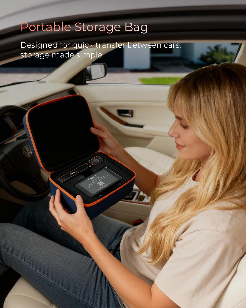 Babyvue BV6 compact storage case enables easy transport between cars.
