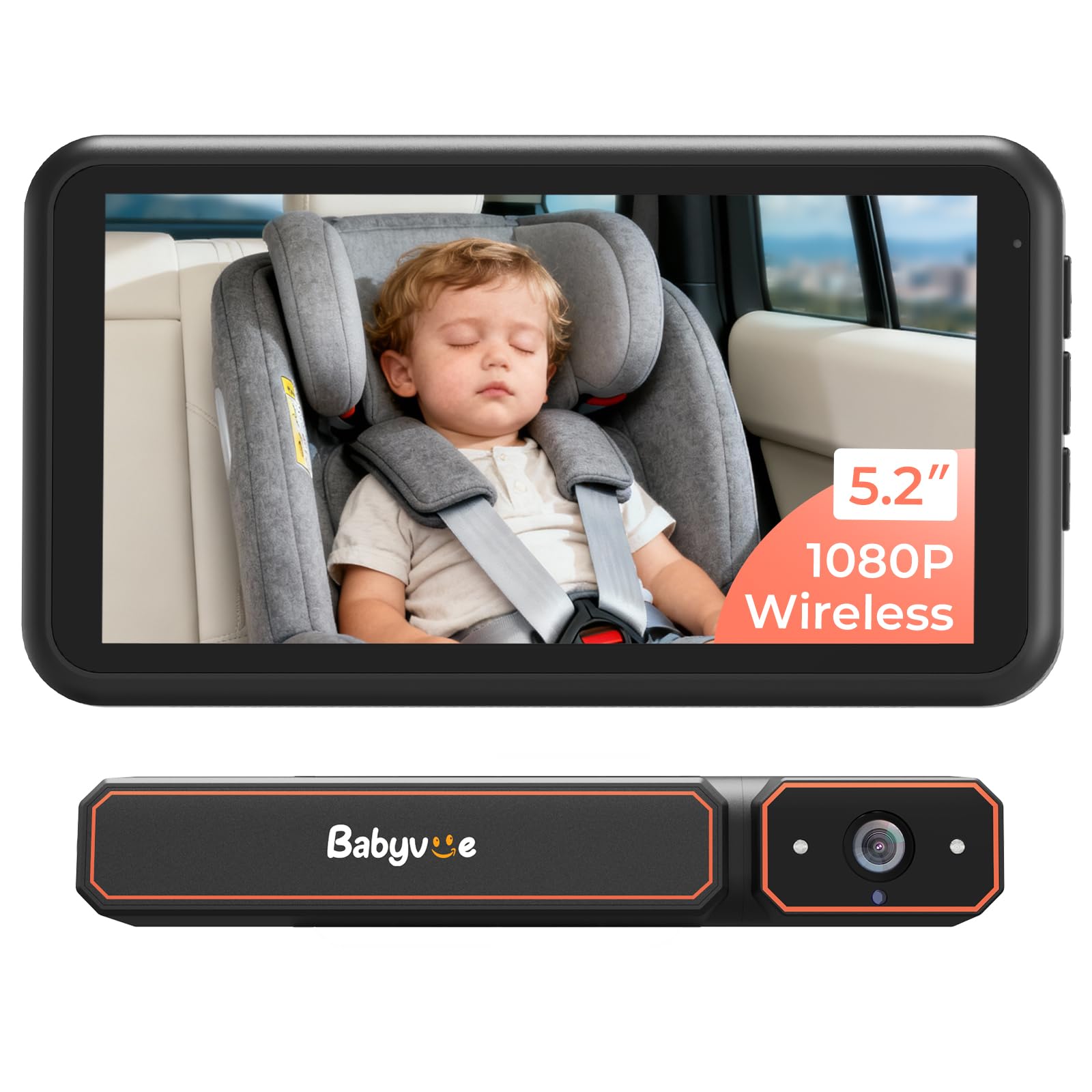 Babyvue BV6 wireless car camera mounted inside the car cabin for clutter-free monitoring.