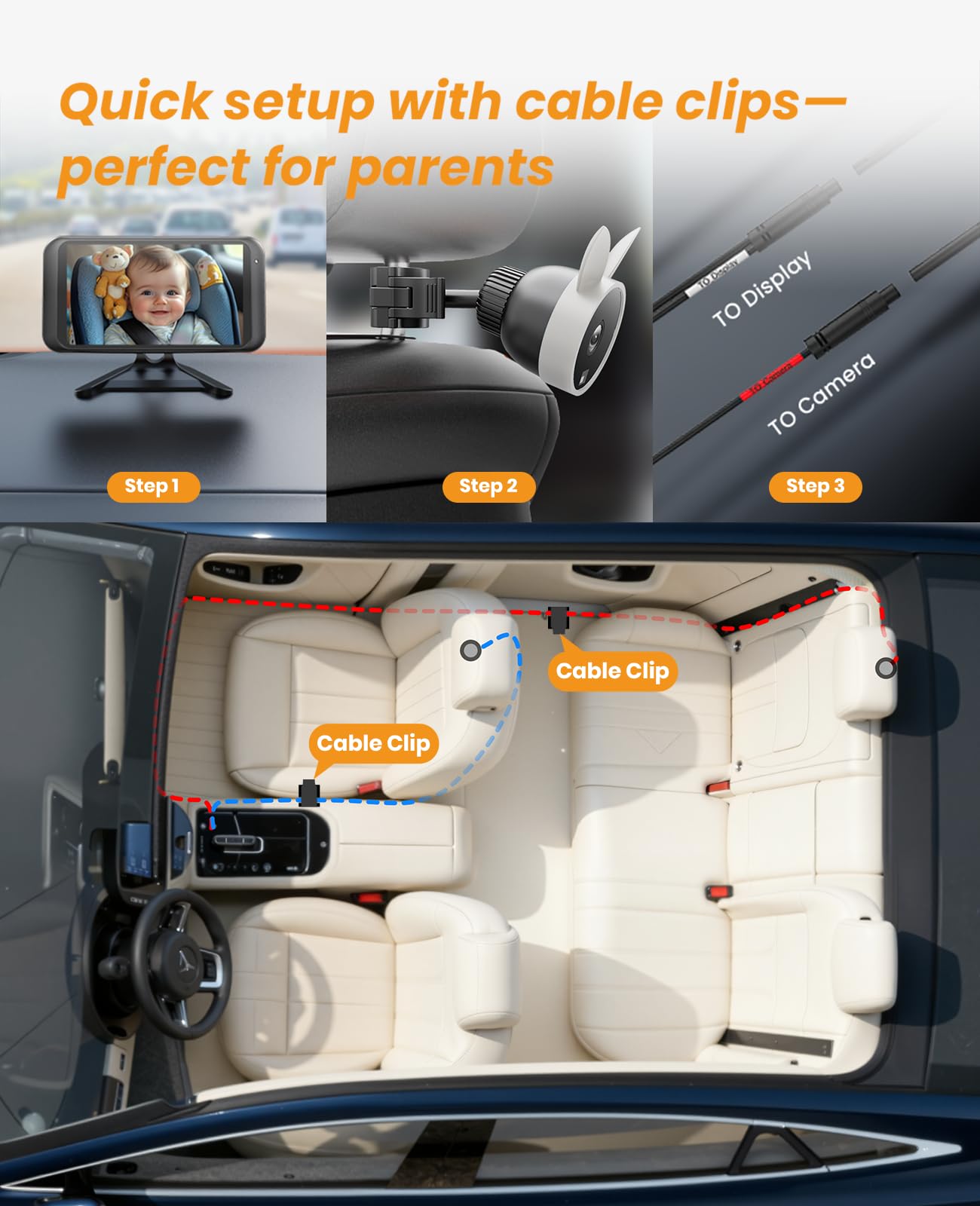 Babyvue dash mount with brightness control for better visibility