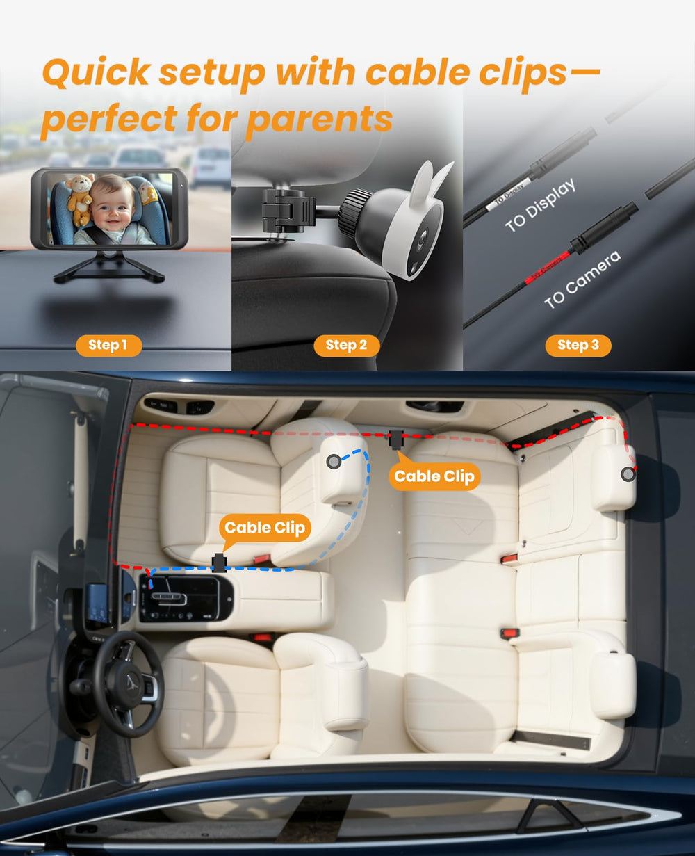 Babyvue dash mount with brightness control for better visibility