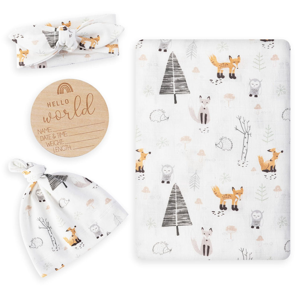 BabyWhale muslin swaddle blanket with owls pattern for gentle newborn comfort