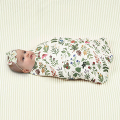 BabyWhale swaddle blanket full view with wildflower print, ideal for everyday swaddling.