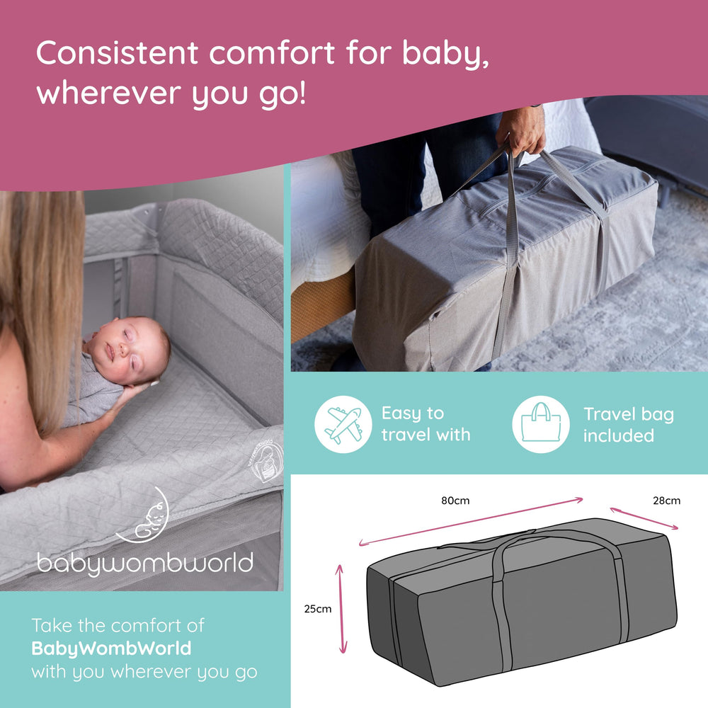 BabyWombWorld bassinet breathable mesh sides for better airflow and safety.