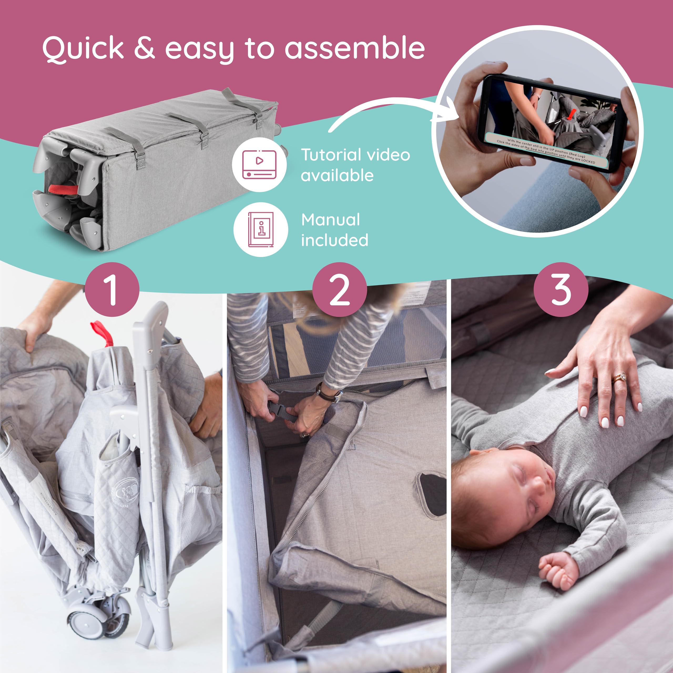 BabyWombWorld bassinet travel bag enables easy packing on trips.
