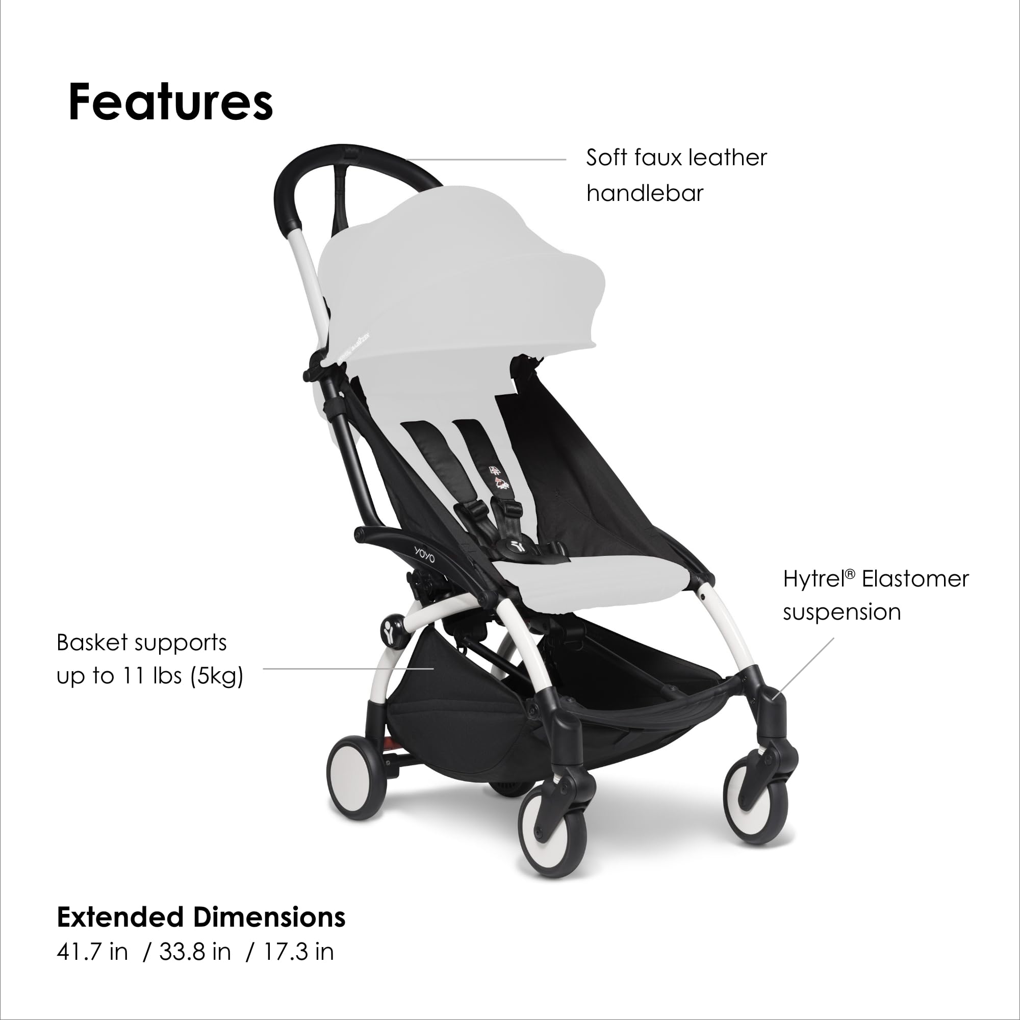 Babyzen YOYO2 frame with canopy extensions for sun protection