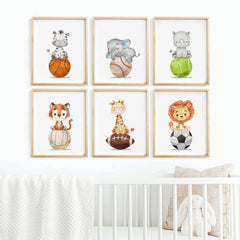 Baccone Baby Boy Wall Art Safari Animals enhances nursery ambiance and imagination.