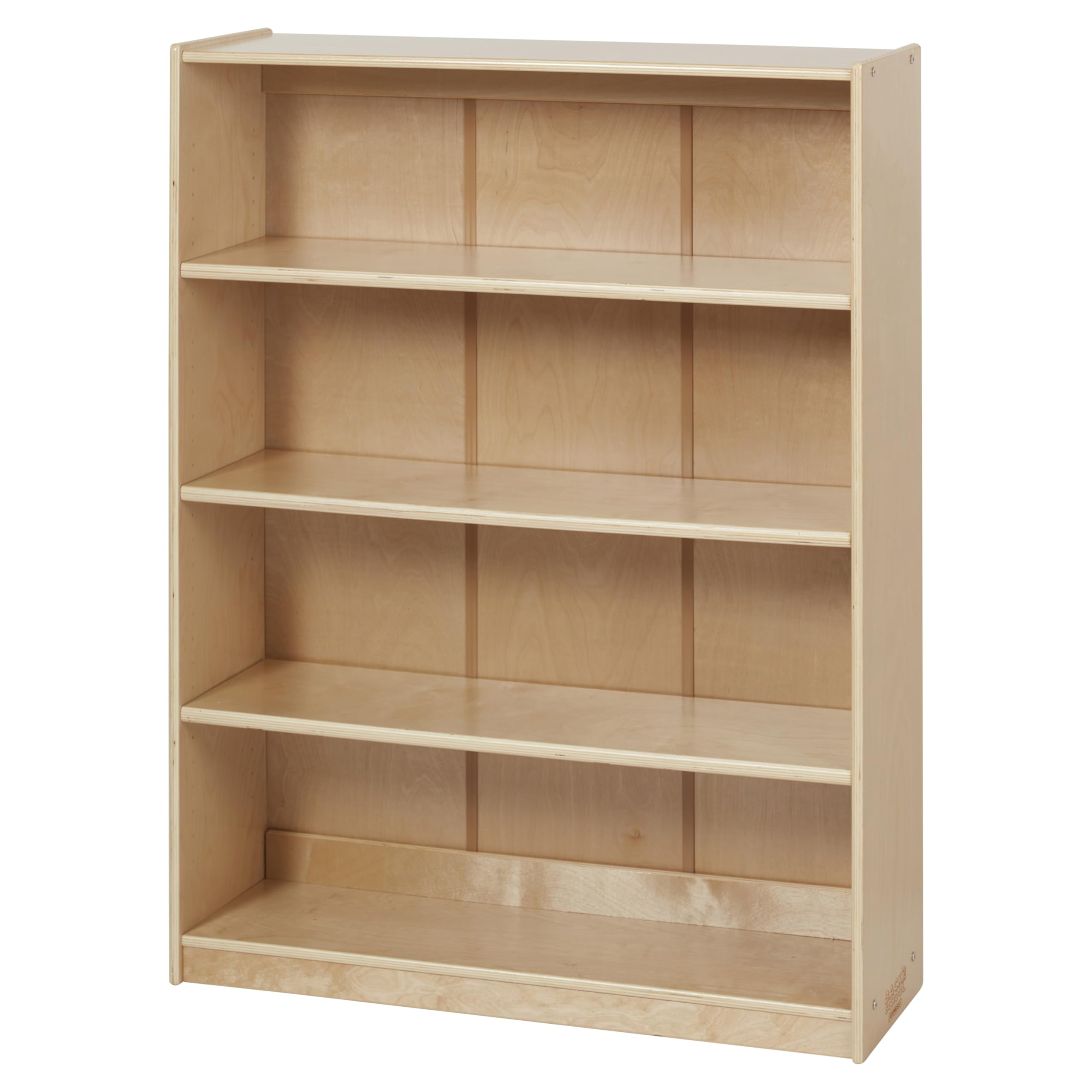 Back2School Express 4-Shelf adjustable bookshelf closeup on natural wood grain finish for a cozy look