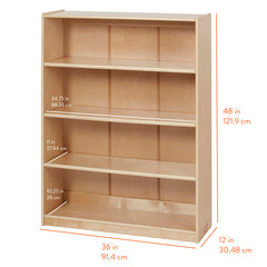 Back2School Express open shelves showing books and toys for easy organization