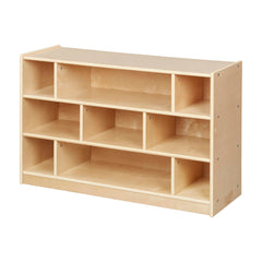 Back2School Express 9-Compartment cabinet rolling front keeps blocks organized and reachable