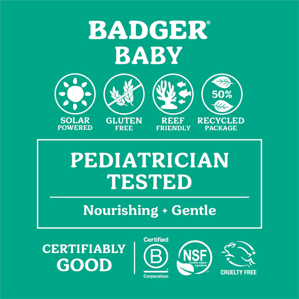 Badger Mineral Baby Sunscreen Cream ingredients zinc oxide—trusted, reef-safe sun protection at the beach.