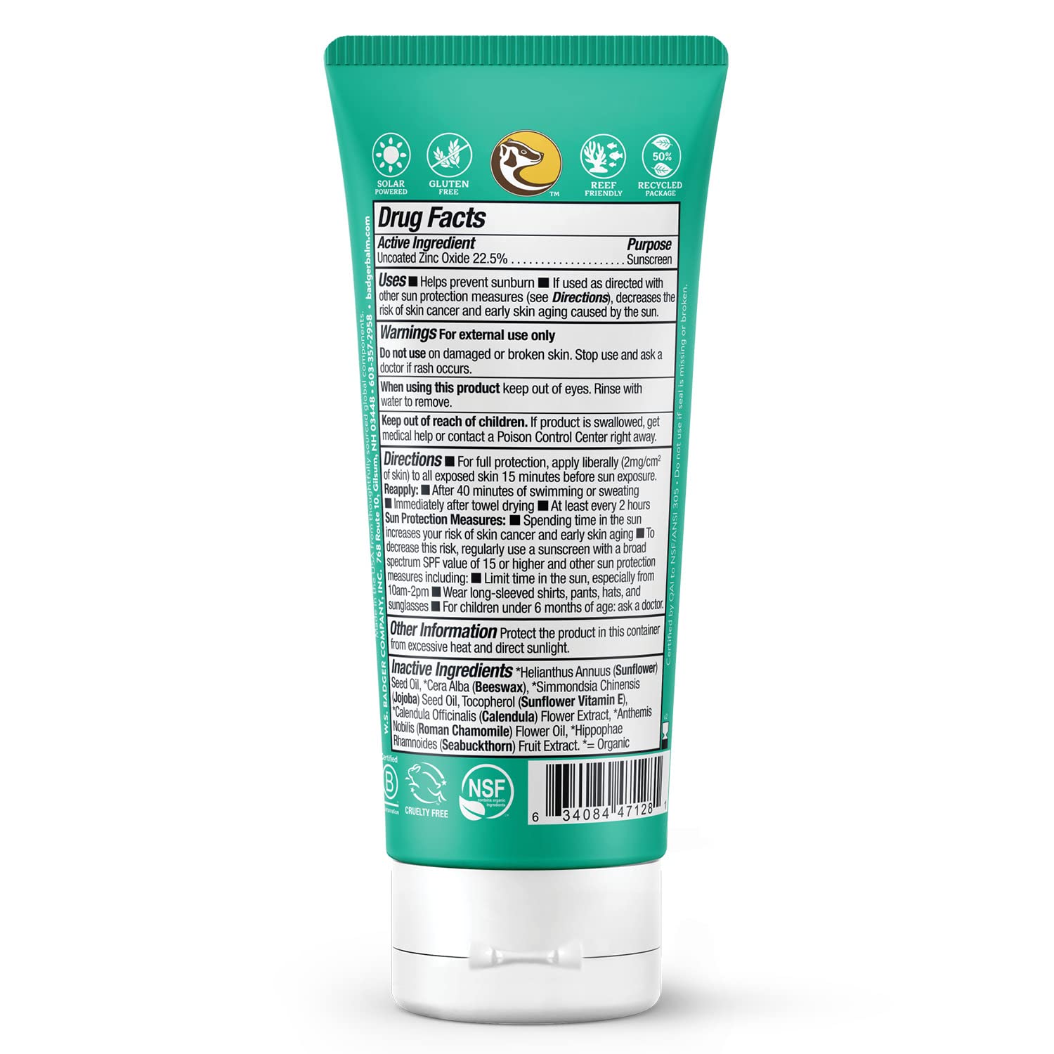 Badger Mineral Baby Sunscreen Cream spread on skin—easy rub-in with calming chamomile and calendula.