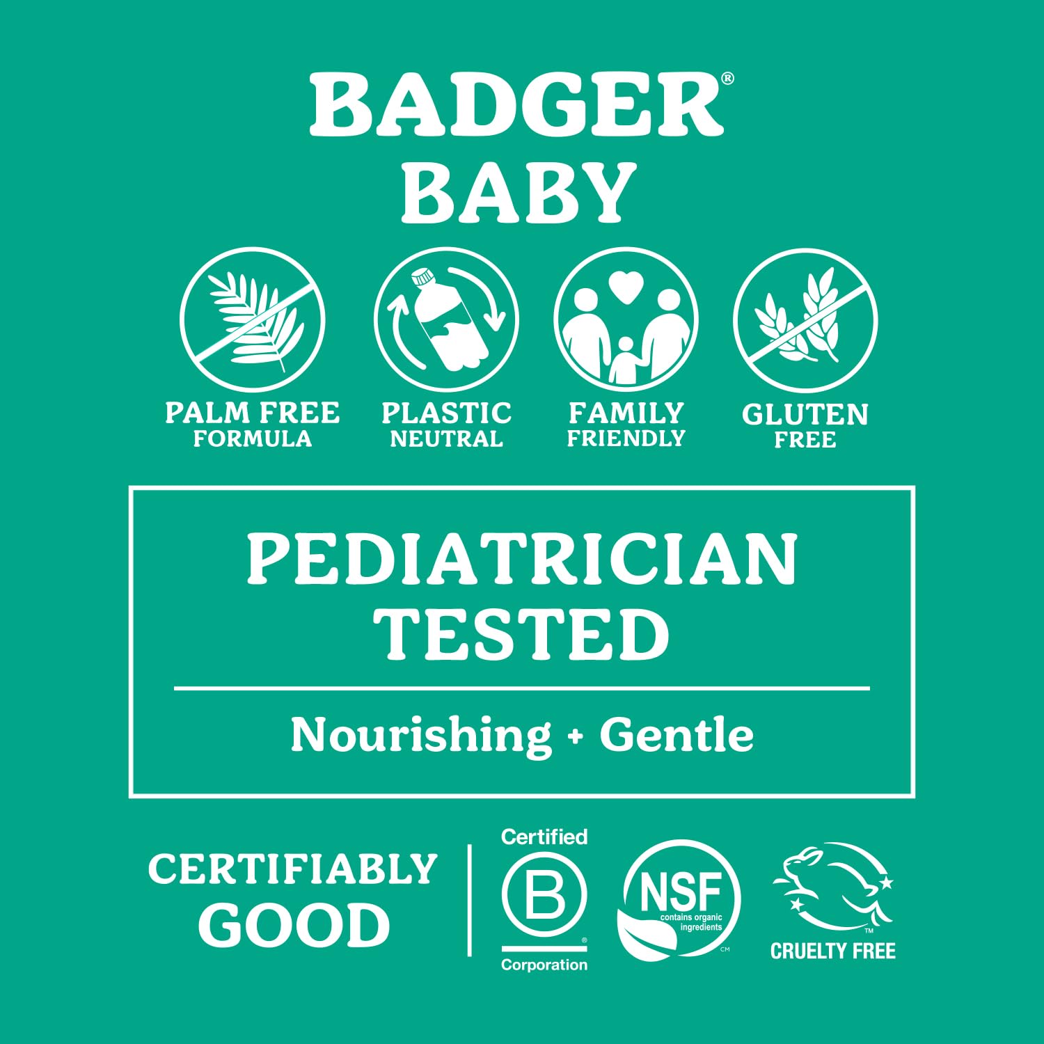 Badger organic baby wash lather close-up highlighting rich long lasting foam.