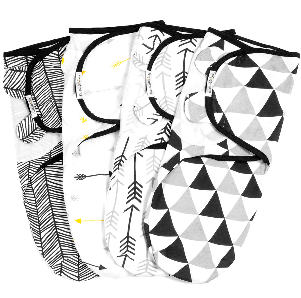 Baebae Goods Black Triangles Swaddle Wrap flatlay showing soft fabric and pattern