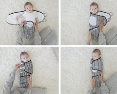 Baebae Goods Swaddle Wrap shown wrapped for secure, snug swaddling