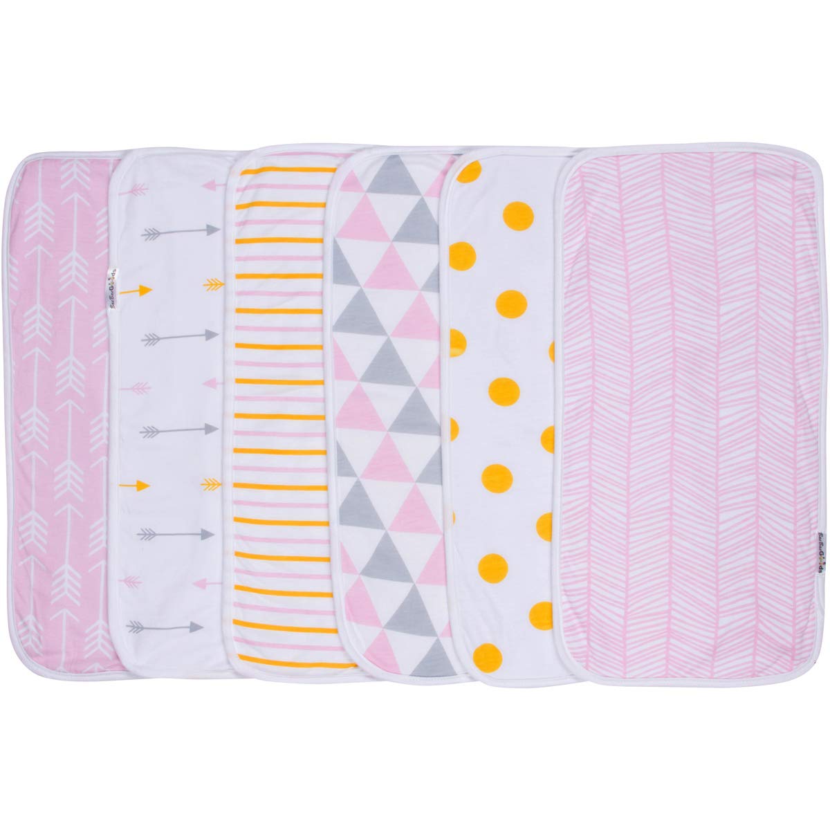 BaeBae Goods burp cloths folded stack highlights six-pack convenience