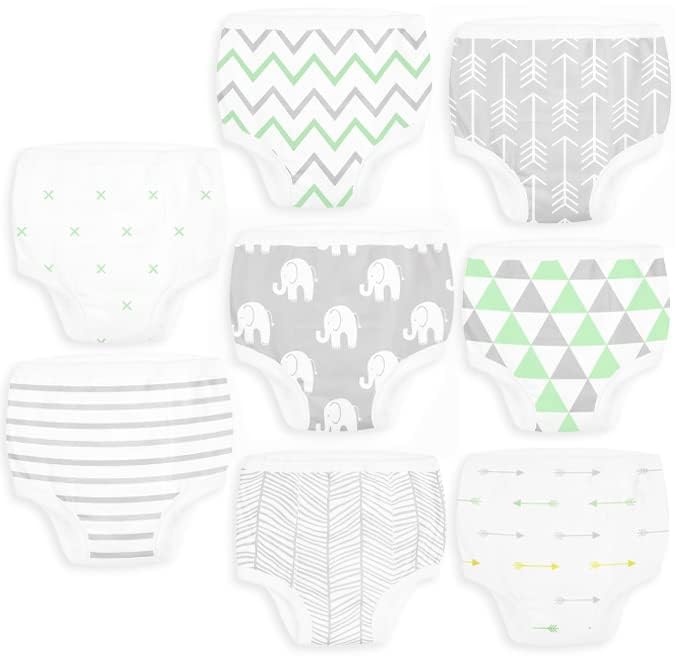 BaeBae Goods potty training underwear green wearer in motion shows stretch waistband.