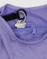 BAGGU Crescent Bag interior view in Wisteria showing interior pocket and key leash