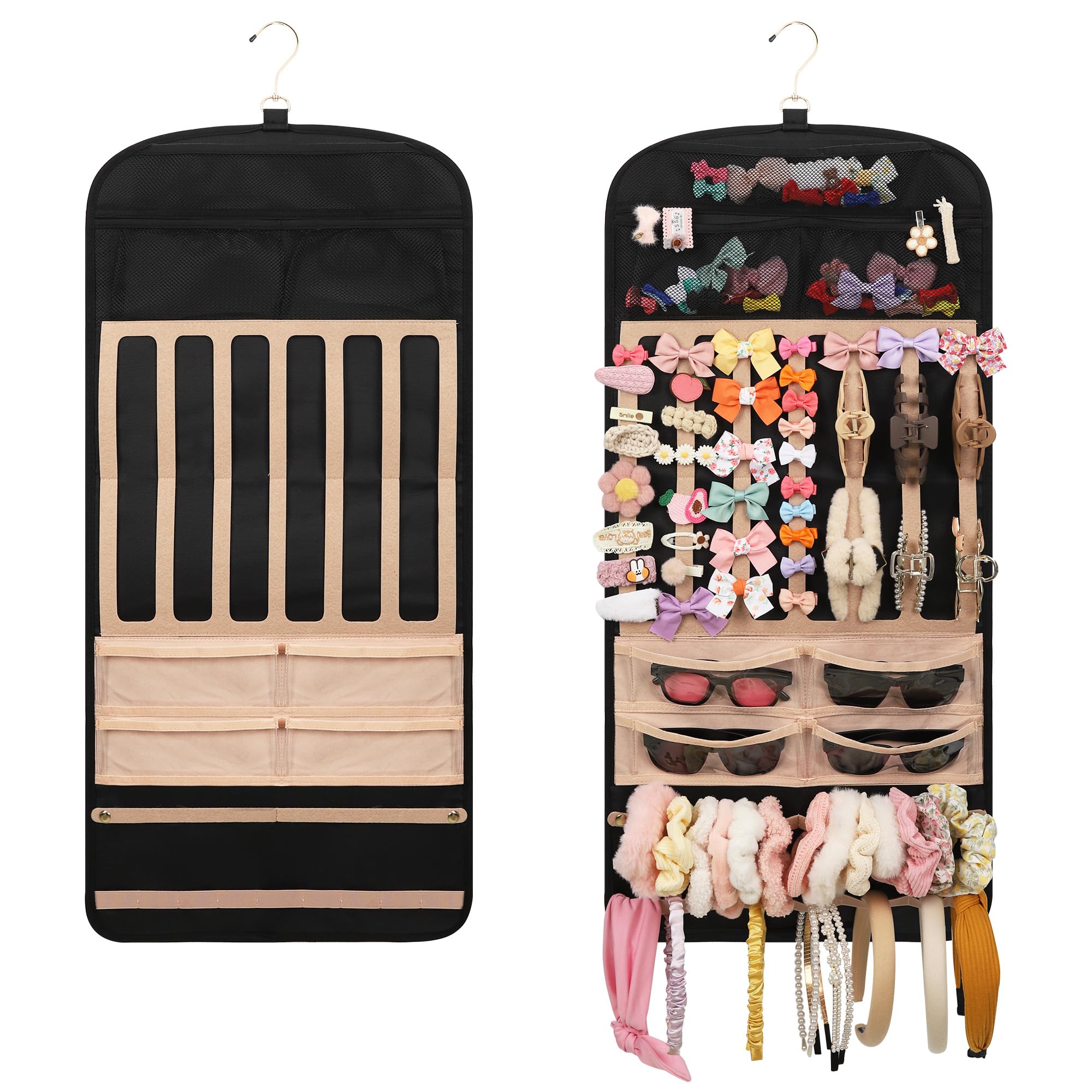 Bagmoly large-capacity organizer mounted on wall for quick access to hair accessories.