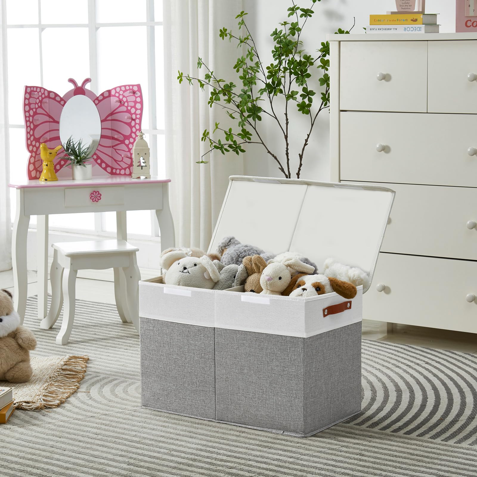 Bagnizer natural linen fabric toy bin with soft texture