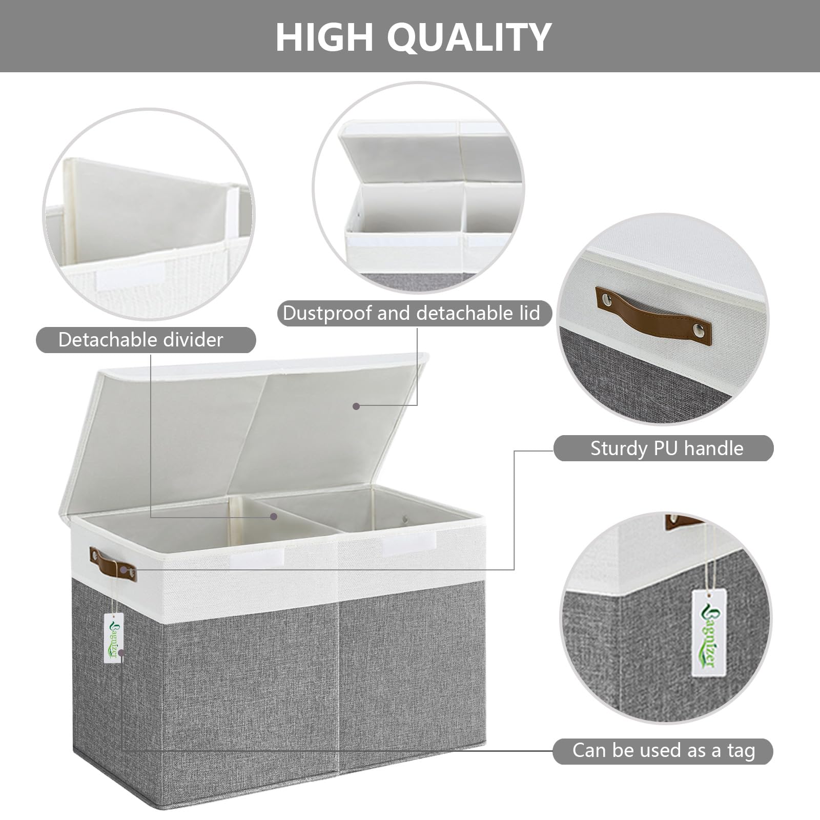 Bagnizer toy storage divider removable for customizable two compartments