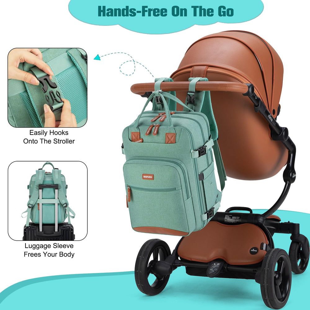BAGPARKK diaper bag backpack ergonomic back design with padded straps for comfort
