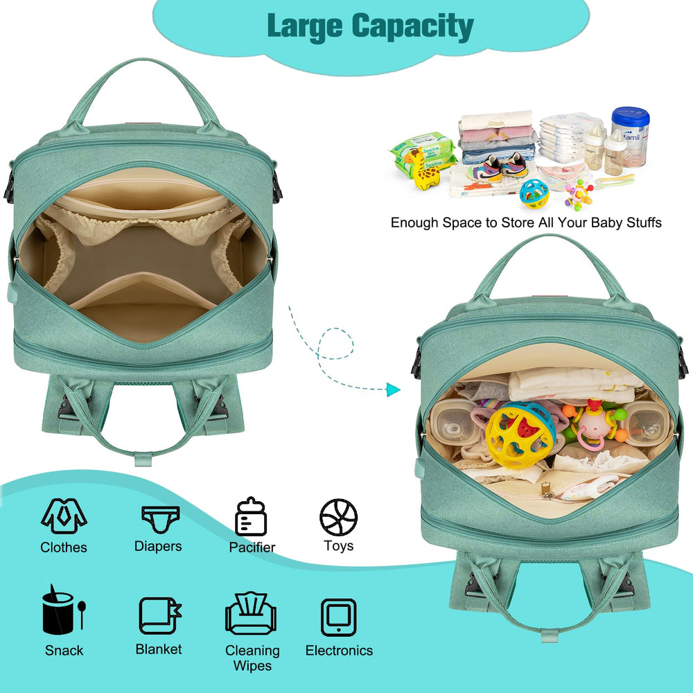 BAGPARKK diaper bag backpack folding changing pad included for quick changes