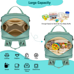 BAGPARKK diaper bag backpack folding changing pad included for quick changes