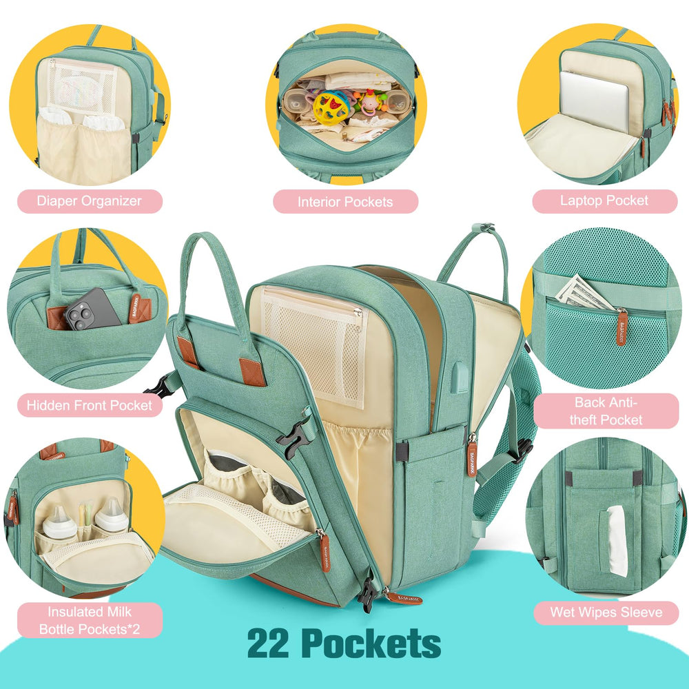 BAGPARKK diaper bag backpack detachable pacifier case for portability