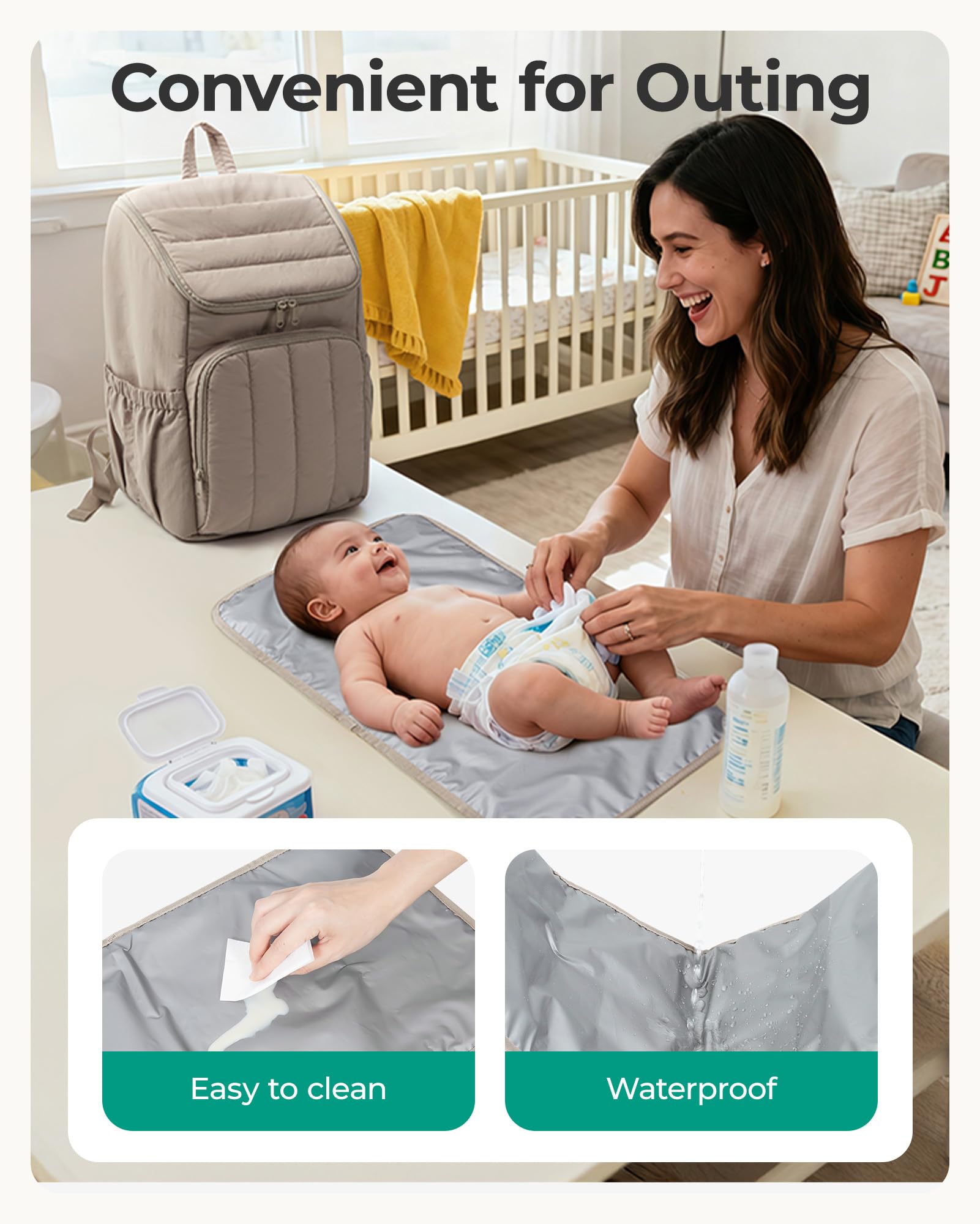 BAGSMART diaper backpack water resistant fabric protects contents in all weather