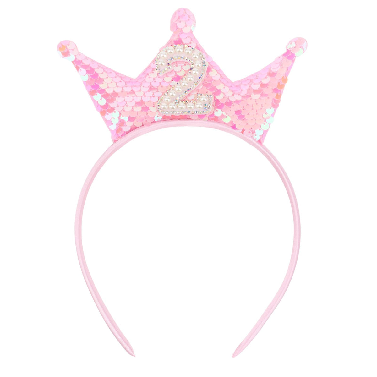 BAHABY pink glitter crown headband adds festive sparkle for photos.