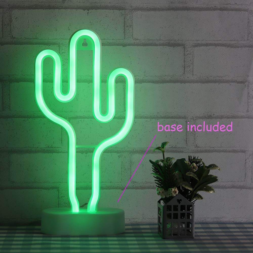 Bailey pedestal-base neon sign stands on a table for decor