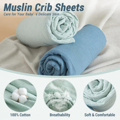 Bailix blue close-up knit showing durable stitching on the crib sheet.