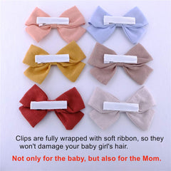 Bailey linen bow clip in pink, playful touch for outings