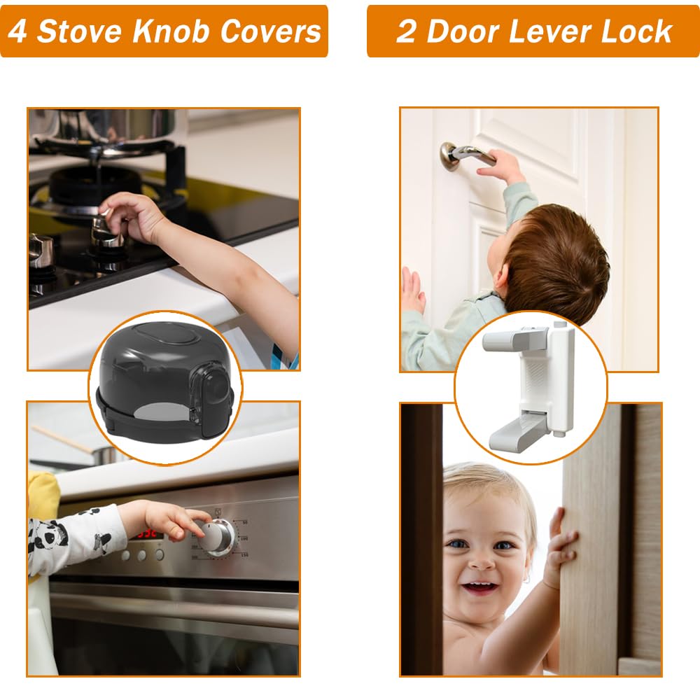 Baitiny door lever lock helps keep doors secure while accessible to adults