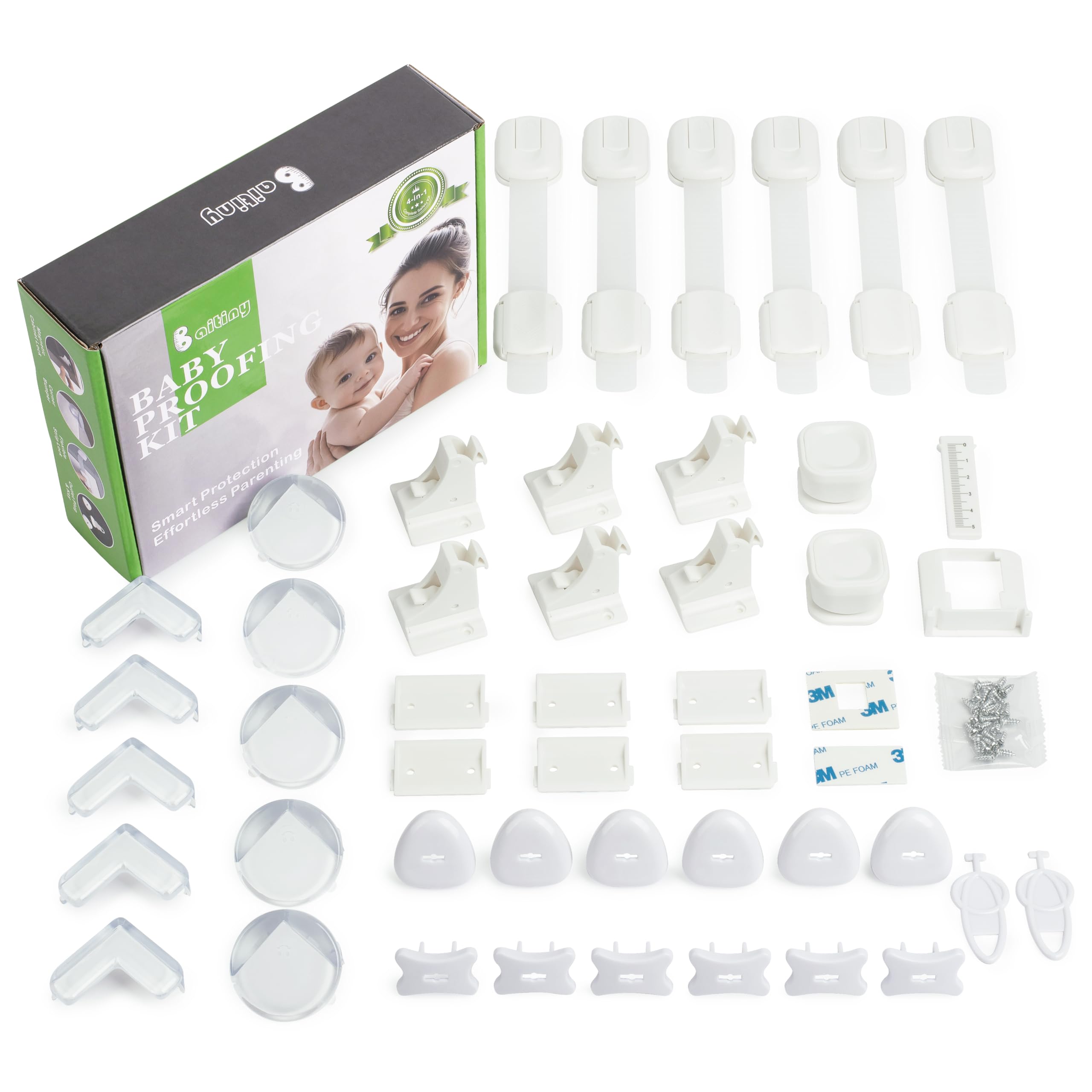 Baitiny magnetic cabinet locks demonstrate discreet childproofing for cabinets.