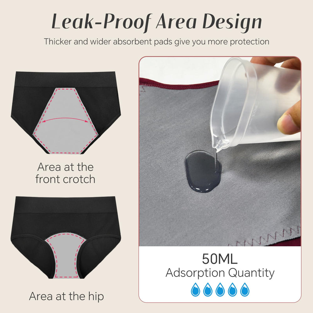 BAJISA period underwear moisture-wicking fabric in action supports quick dryness.