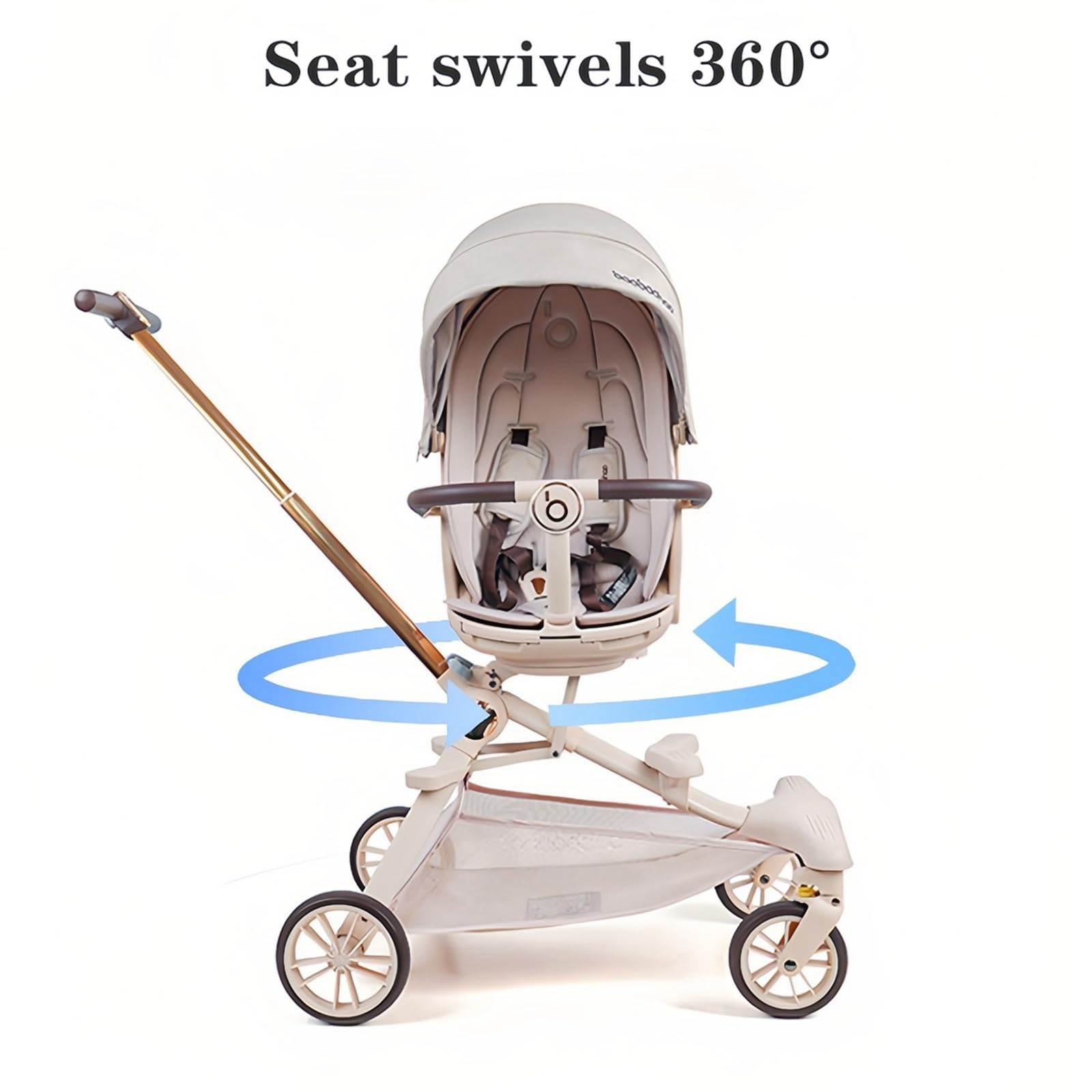 BAKISU 360-degree reversible seat demonstrates versatile seating options for parent-child interaction.