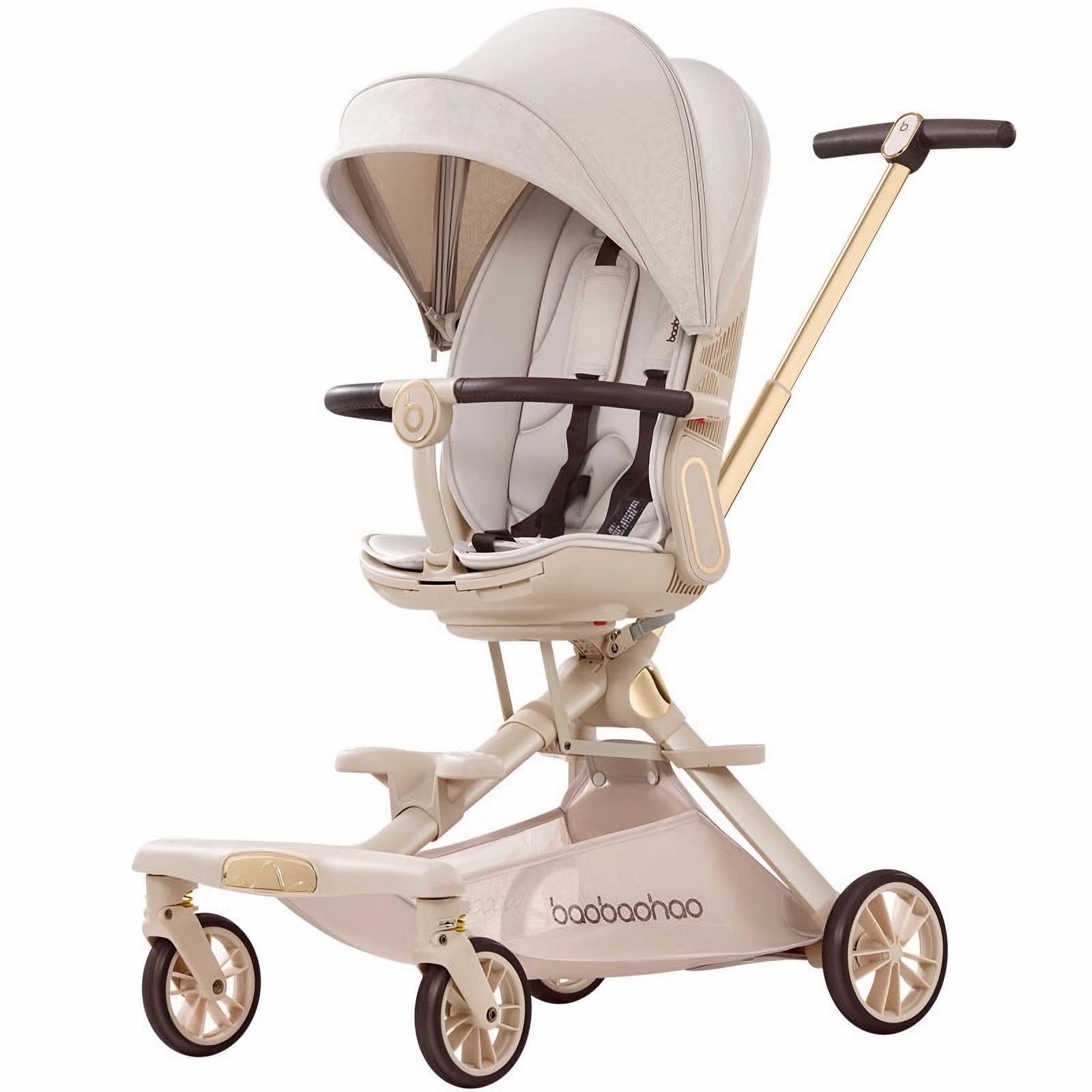 BAKISU lightweight folding stroller wagon from the side showing compact travel-ready design.