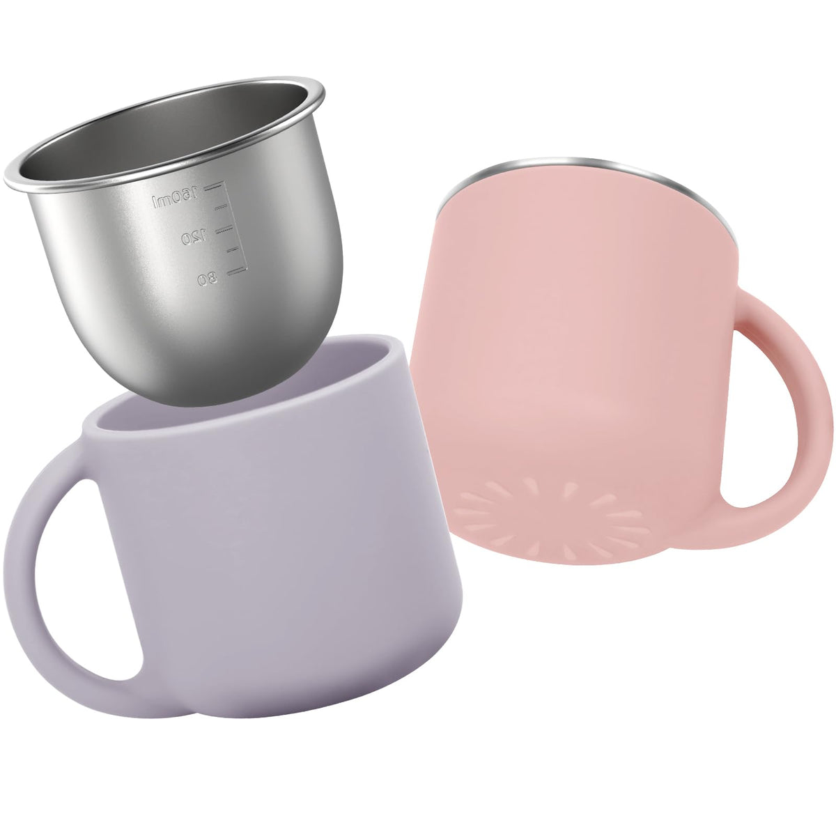 Bakpoco 2-in-1 open toddler cup with stainless steel core for durability.